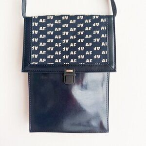 Vintage 60s Air France Stewardess Faux Leather Canvas Shoulder Bag